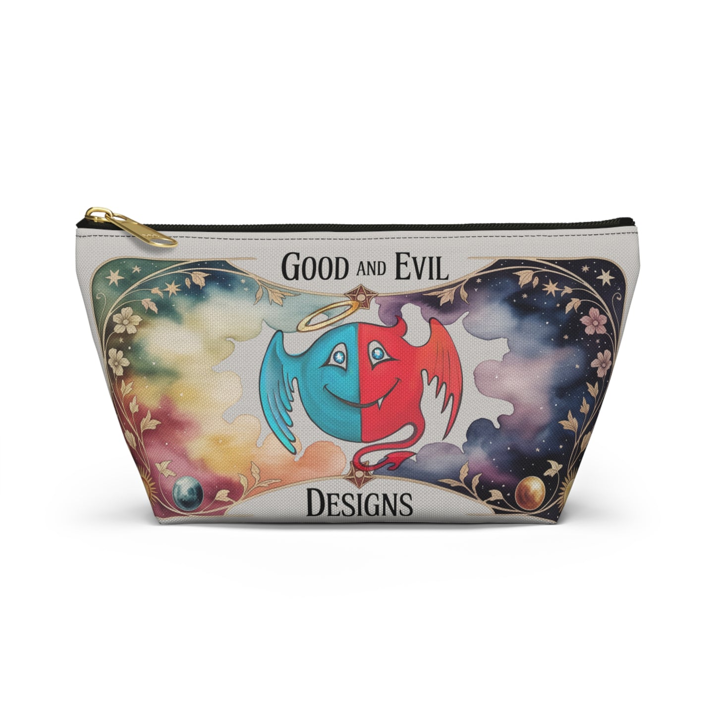 Good and Evil Desing Themed Accessory Pouch, Makeup Bag, Travel Organizer, Gift for Gamers, Cartoon Inspired