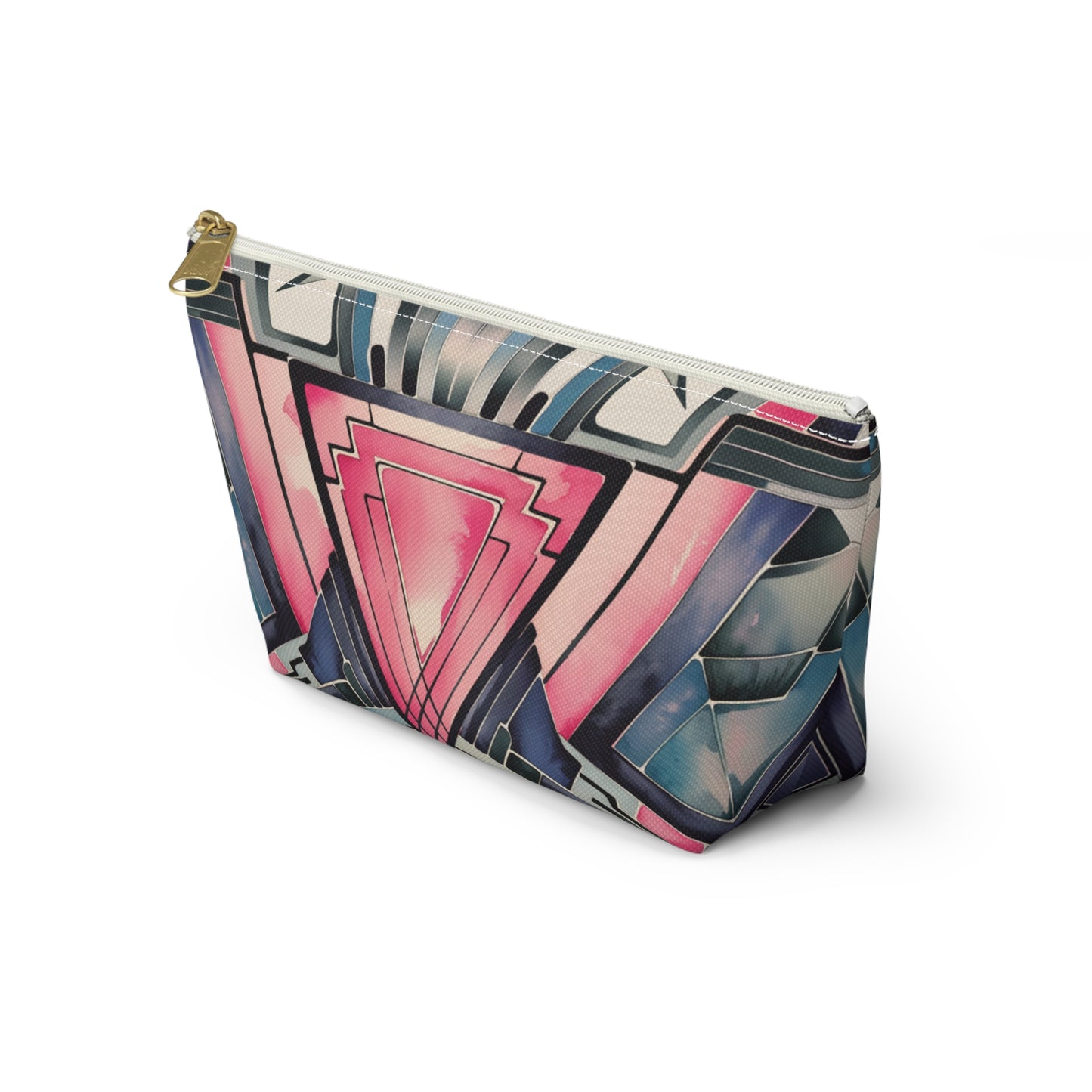 Pink Triangle, Geometric Accessory Pouch | Stylish Makeup Bag, Travel Organizer, Art-Inspired Clutch, Gift for Her, Fashionable Storage