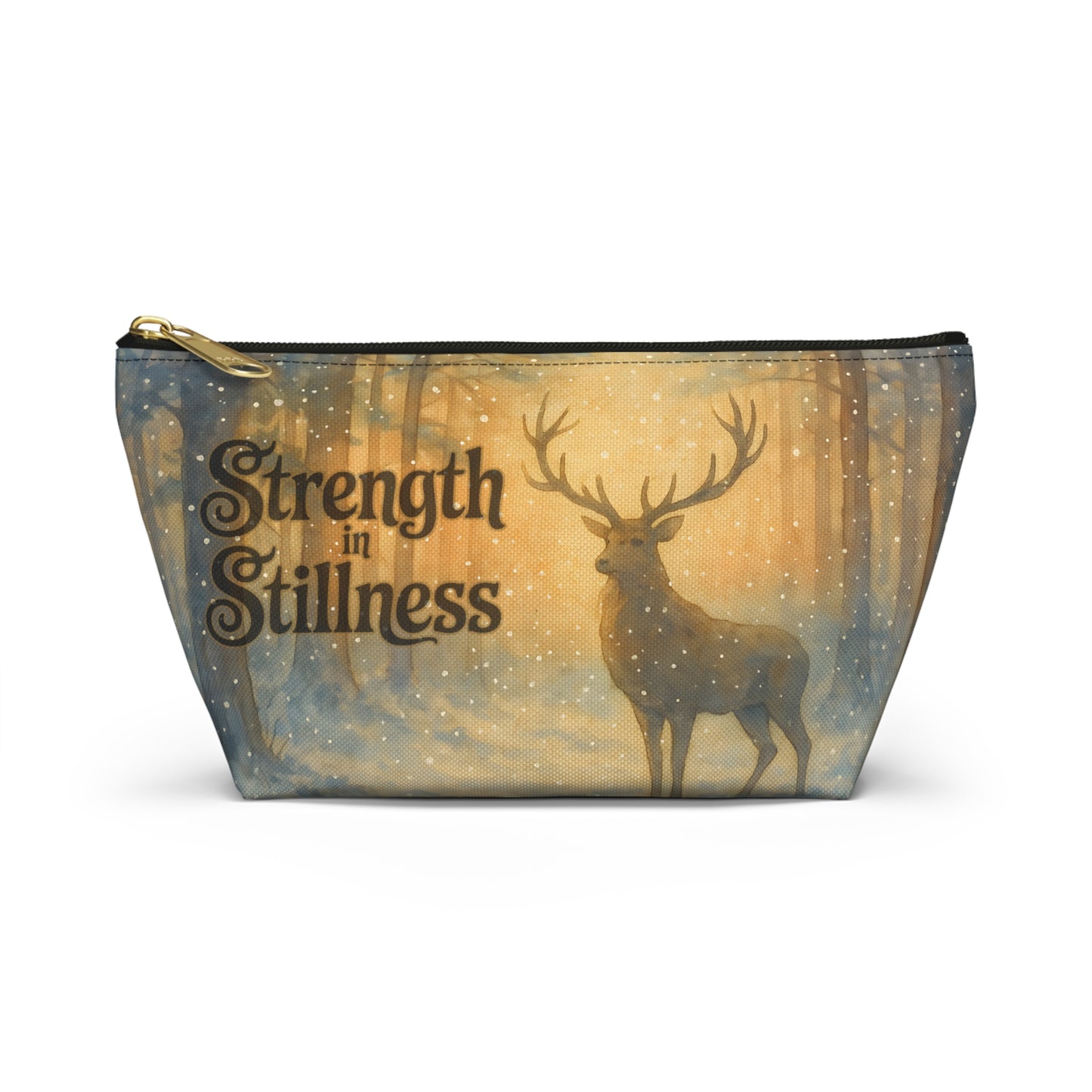 Strength in Stillness Deer Forest Accessory Pouch T bottom