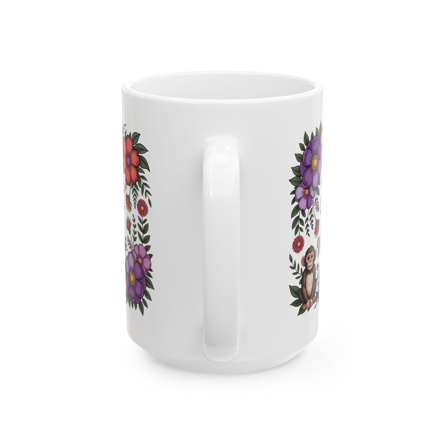 Floral Monkey Ceramic Mug - Perfect Gift for Nature Lovers