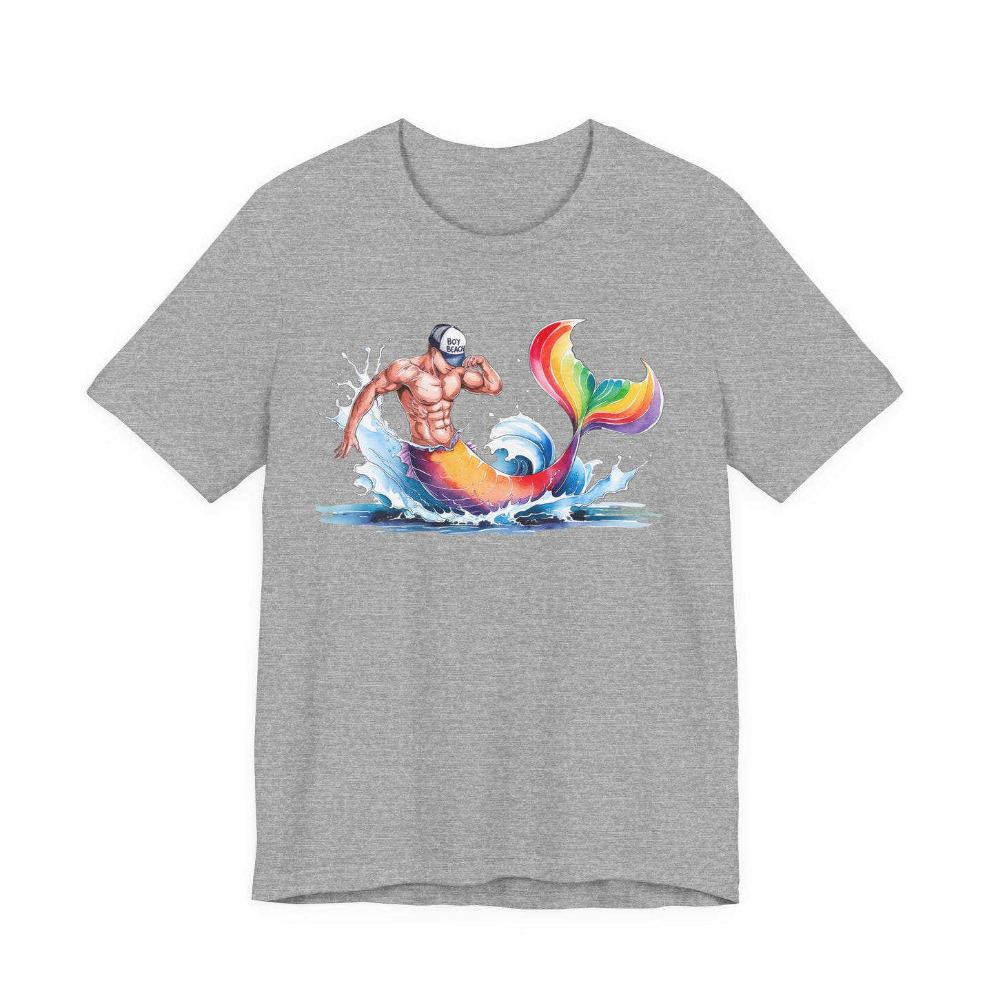 Boy Beach Provincetown, Lively Pride Mermaid Tee, Unisex Short Sleeve Shirt for Summer Fun, LGBTQ Pride Apparel, Beach Day Shirt, Gift for Friends