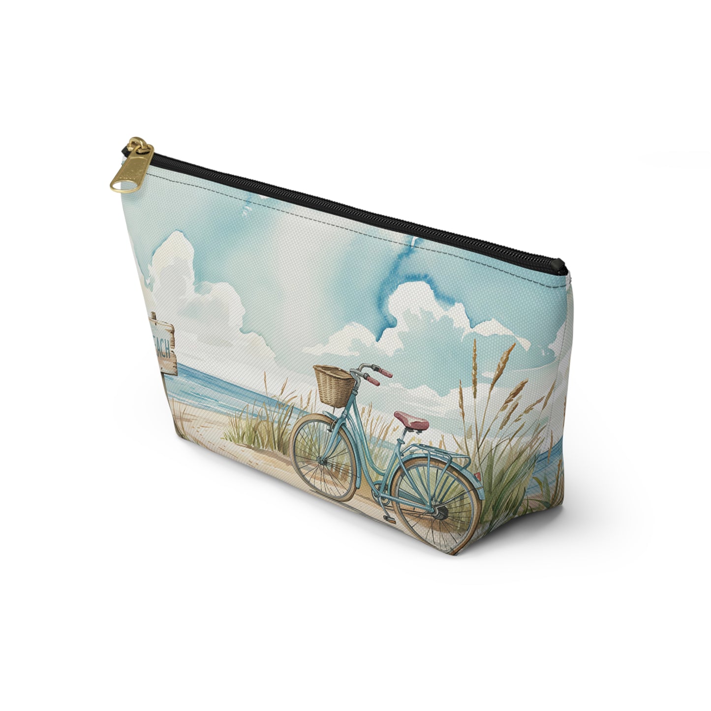 Beach Bike Ride, Summer Beach Accessory Pouch, Fun Travel Kit, Make-Up Bag, Gift for Beach Lovers, Vacation Essentials, Coastal Decor