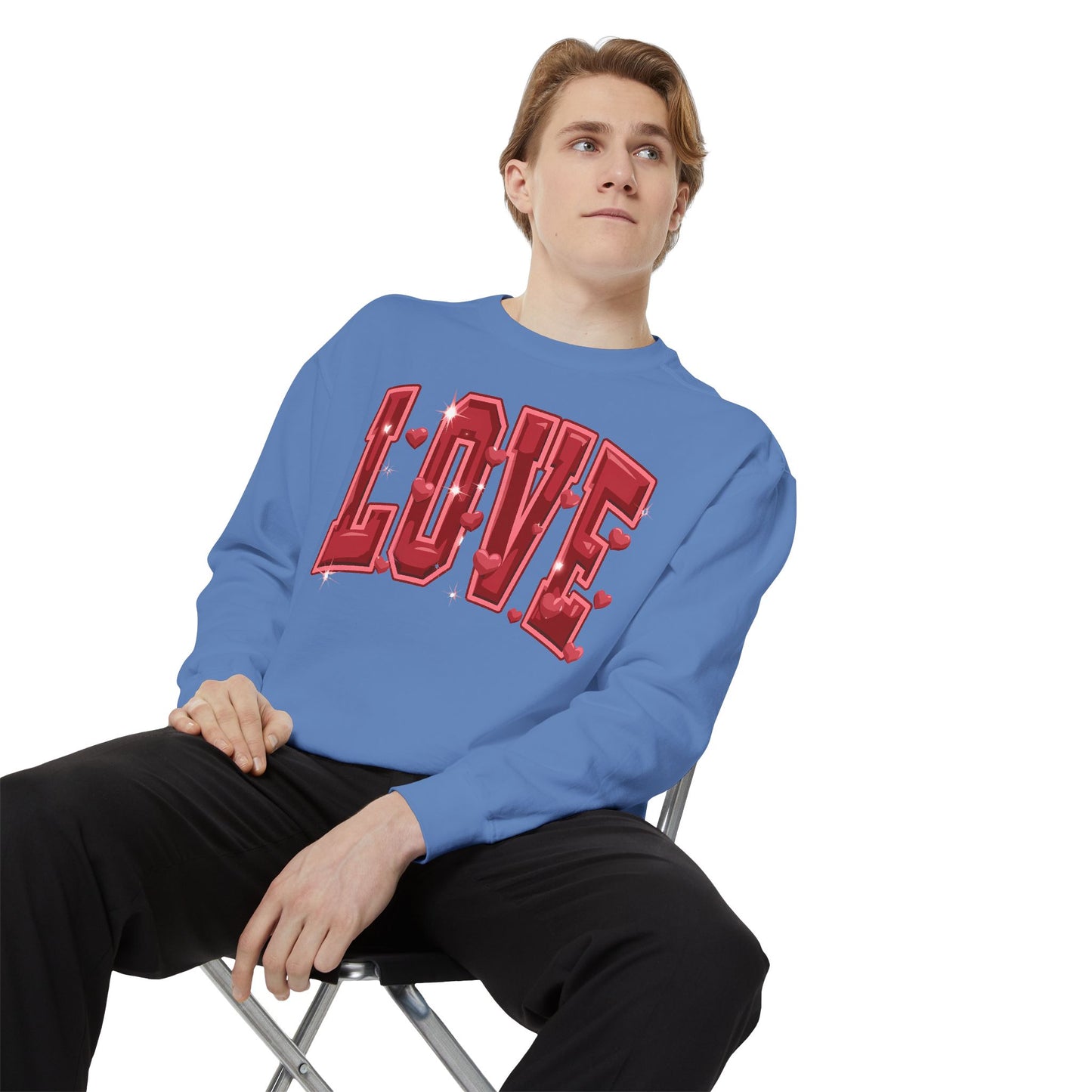 Love, Varsity, Valentine's Day Unisex Garment-Dyed Sweatshirt