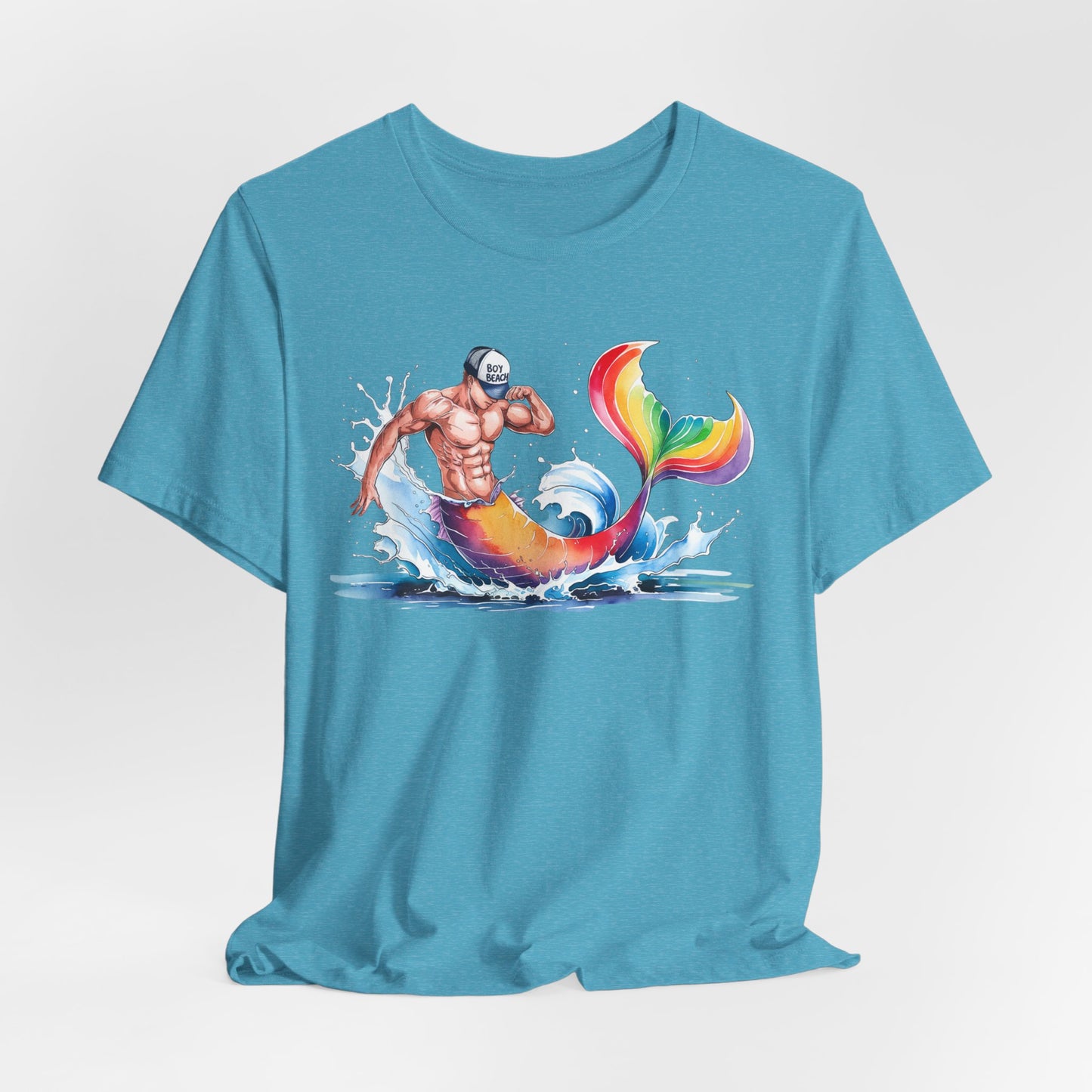 Boy Beach Provincetown, Lively Pride Mermaid Tee, Unisex Short Sleeve Shirt for Summer Fun, LGBTQ Pride Apparel, Beach Day Shirt, Gift for Friends