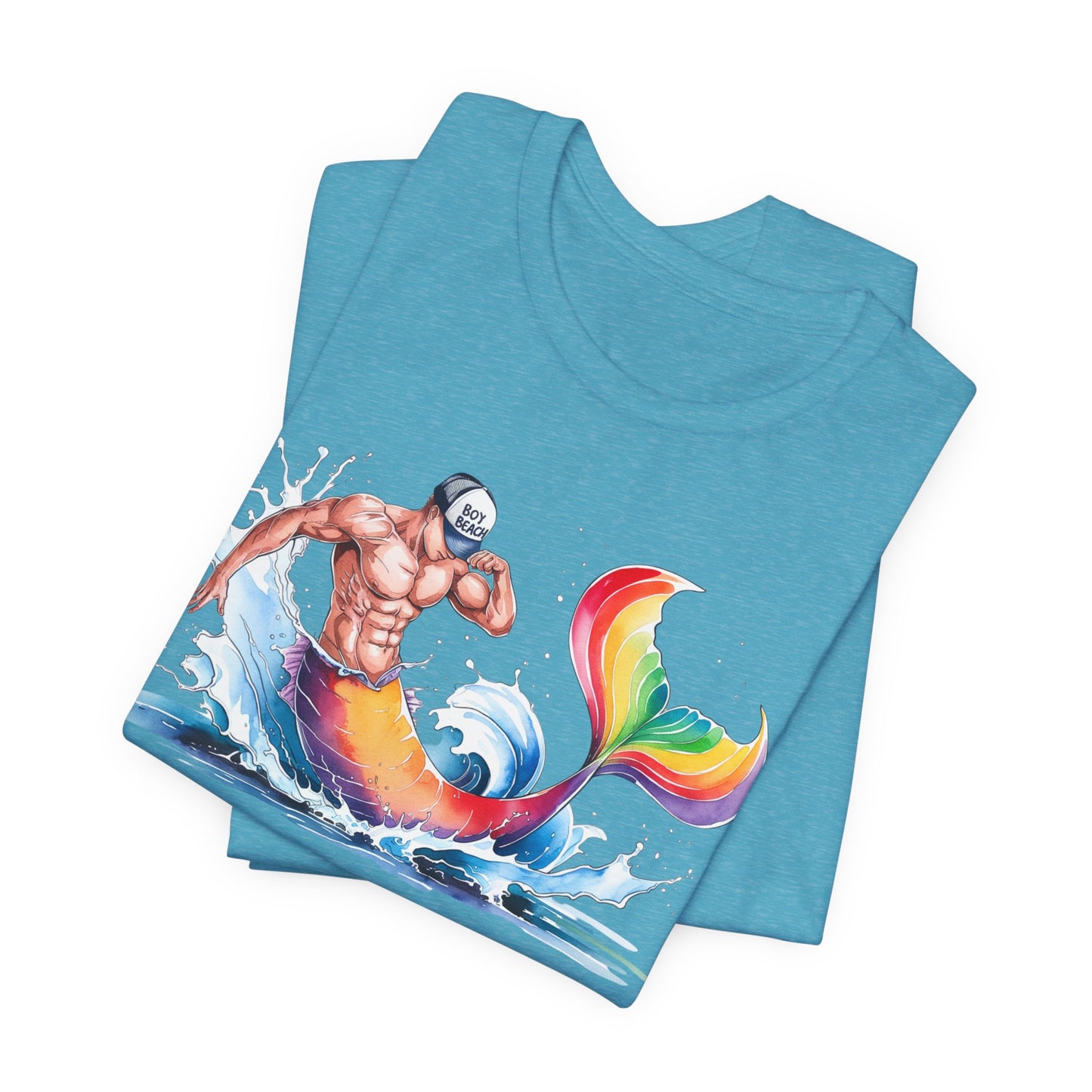 Boy Beach Provincetown, Lively Pride Mermaid Tee, Unisex Short Sleeve Shirt for Summer Fun, LGBTQ Pride Apparel, Beach Day Shirt, Gift for Friends