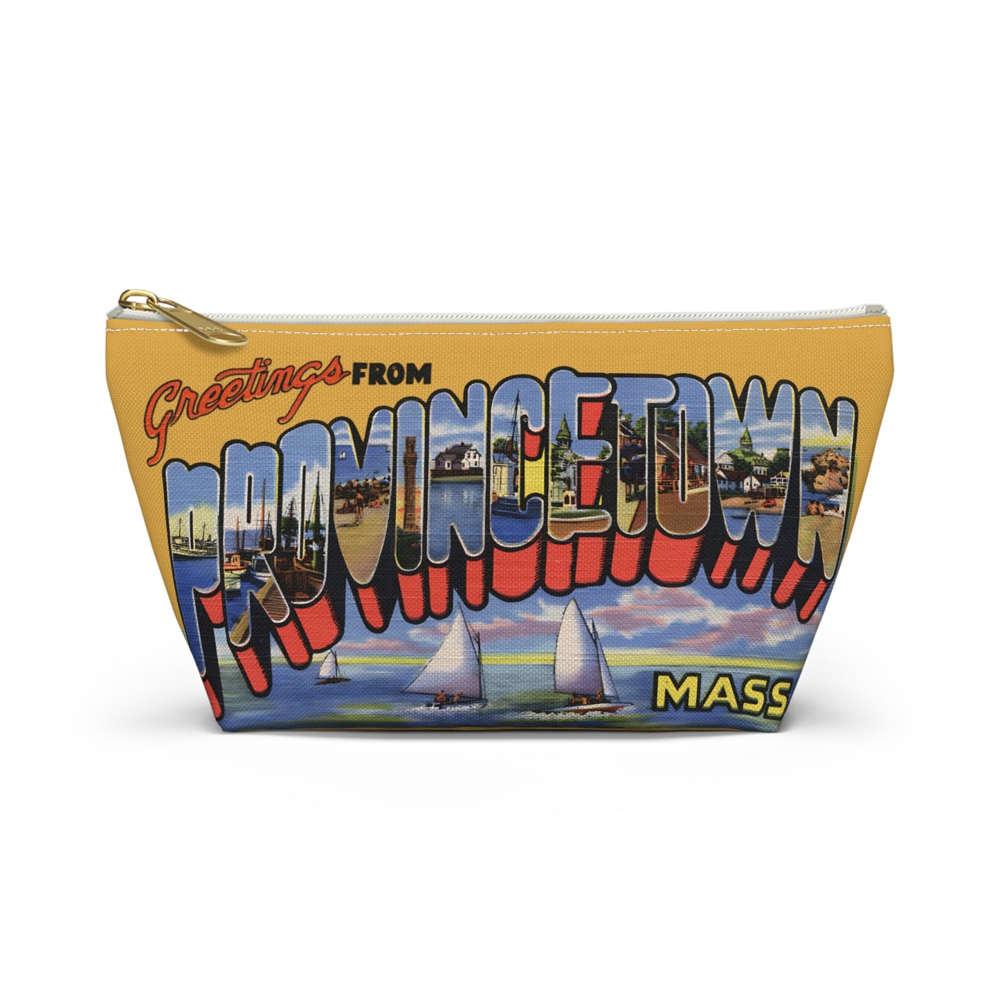 Provincetown Greetings Accessory Pouch - Travel Organizer, Makeup Bag, Cute Gift, T-bottom Zipper Pouch