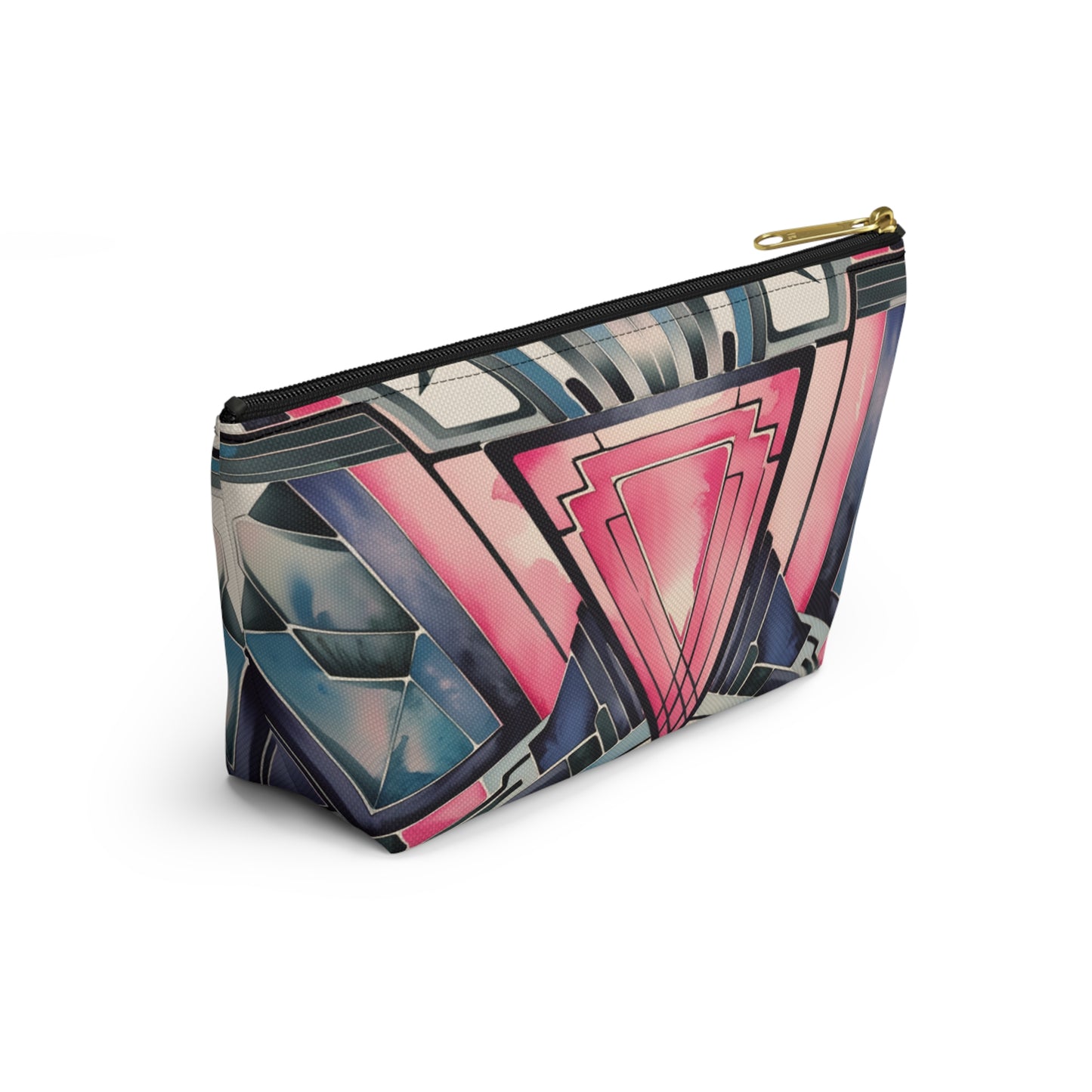 Pink Triangle, Geometric Accessory Pouch | Stylish Makeup Bag, Travel Organizer, Art-Inspired Clutch, Gift for Her, Fashionable Storage