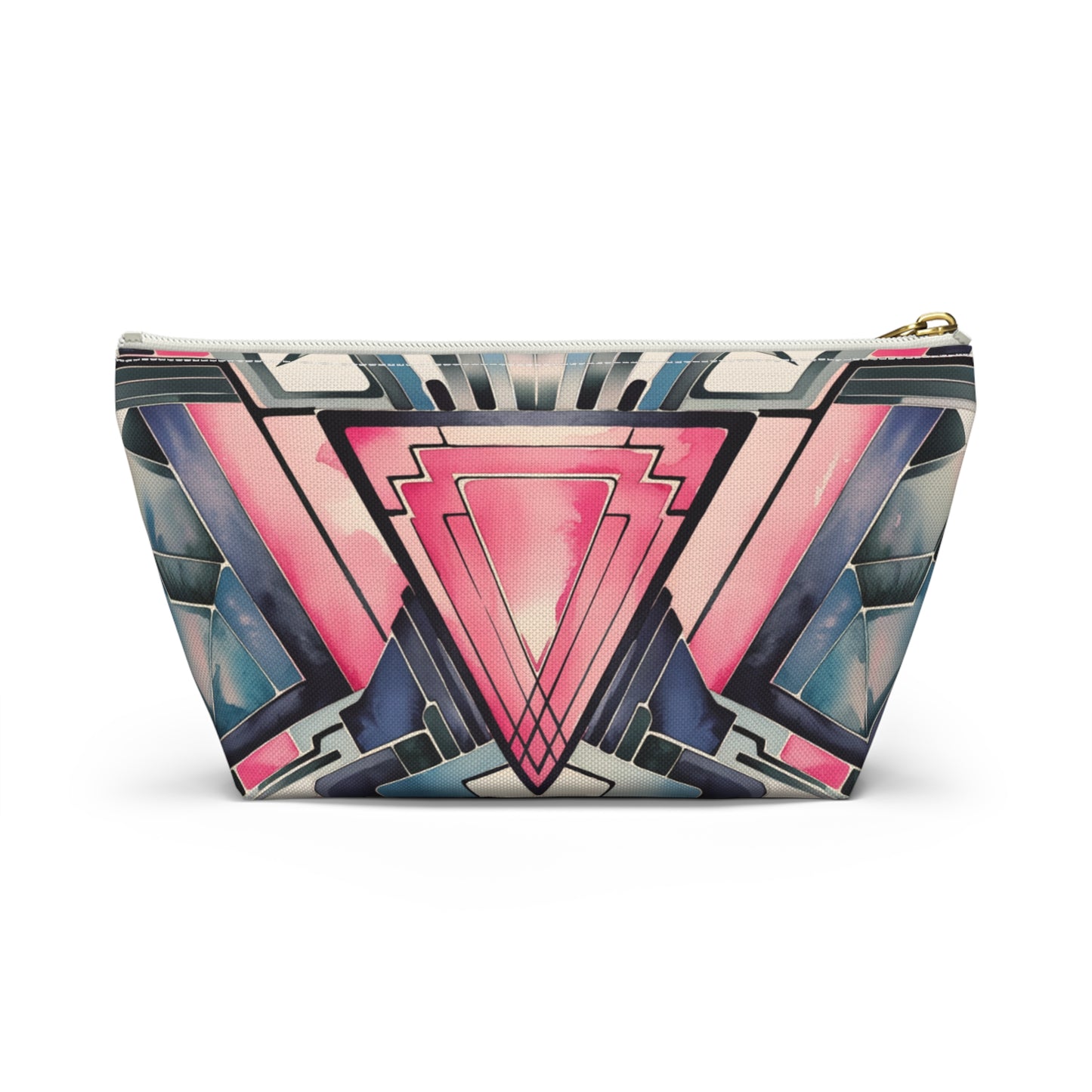 Pink Triangle, Geometric Accessory Pouch | Stylish Makeup Bag, Travel Organizer, Art-Inspired Clutch, Gift for Her, Fashionable Storage