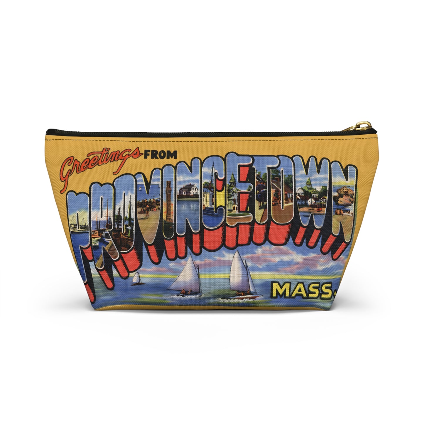 Provincetown Greetings Accessory Pouch - Travel Organizer, Makeup Bag, Cute Gift, T-bottom Zipper Pouch