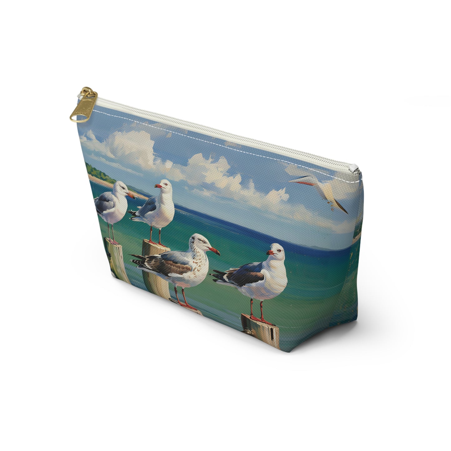 Coastal Seagull Accessory Pouch, Seaside Makeup Bag, Travel Organizer, Beach Themed Gift, Coastal Decor