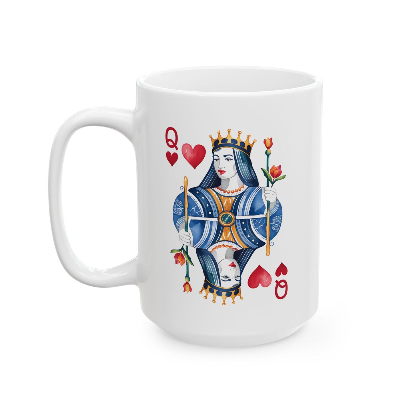 Queen of Hearts, Valentine's Day, Love, Valentine gift, Ceramic Mug, (11oz, 15oz)