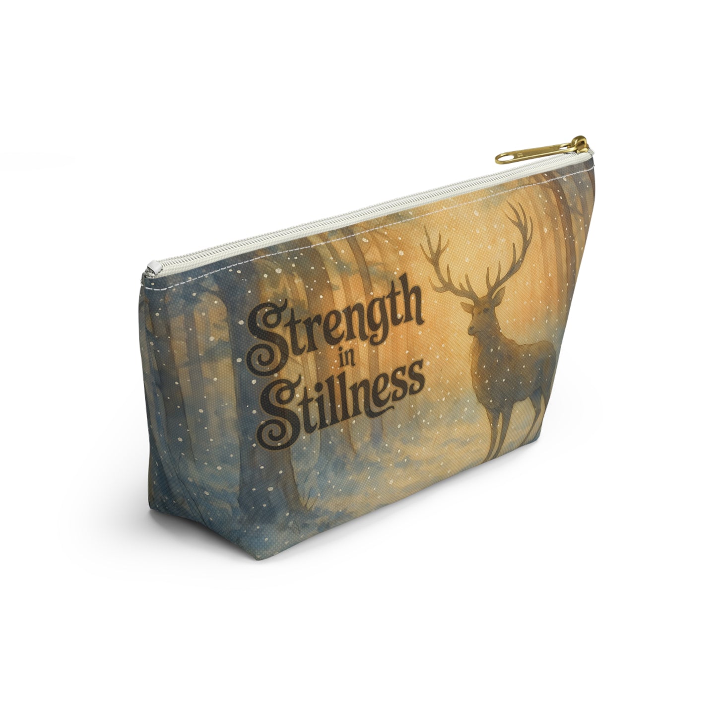 Strength in Stillness Deer Forest Accessory Pouch T bottom