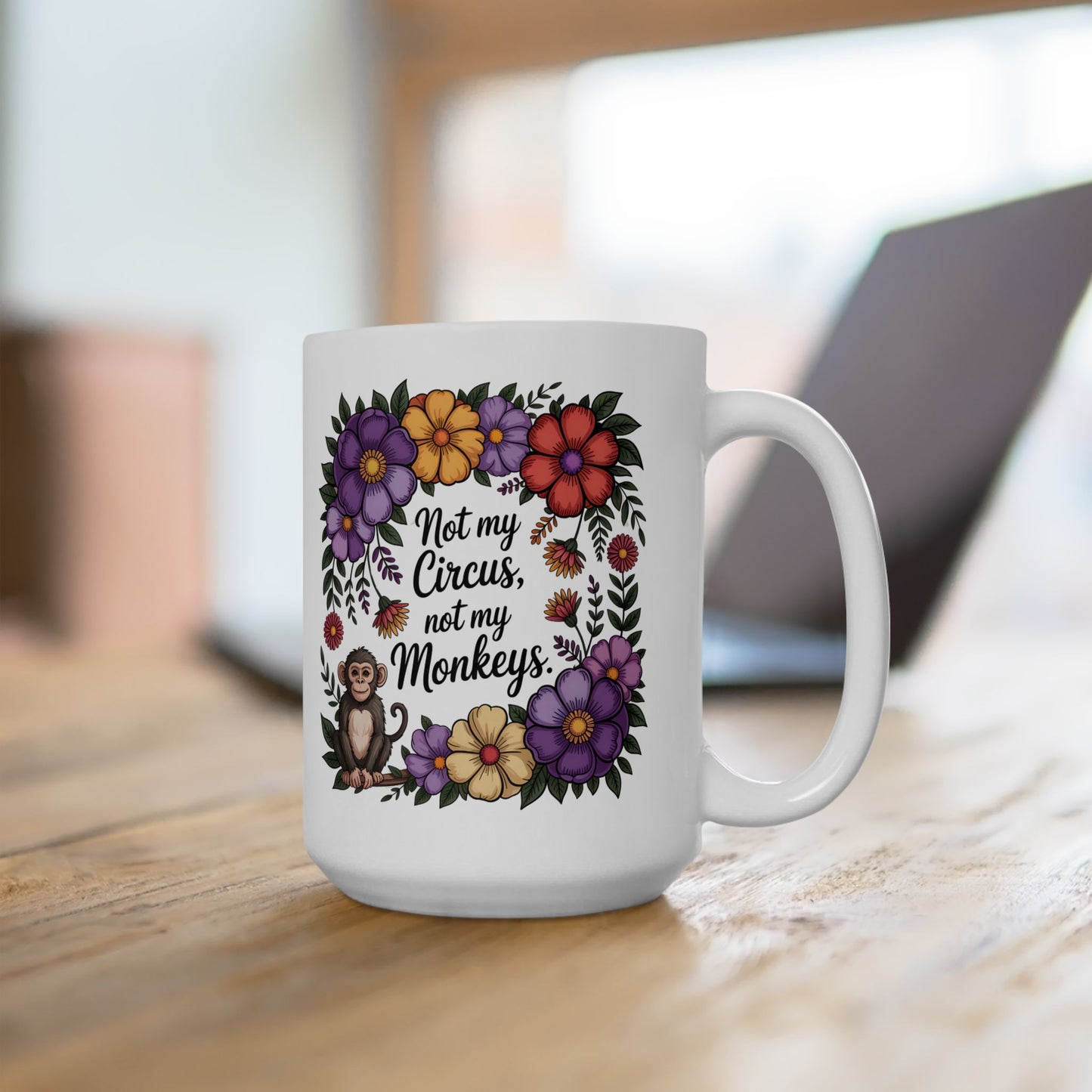 Floral Monkey Ceramic Mug - Perfect Gift for Nature Lovers