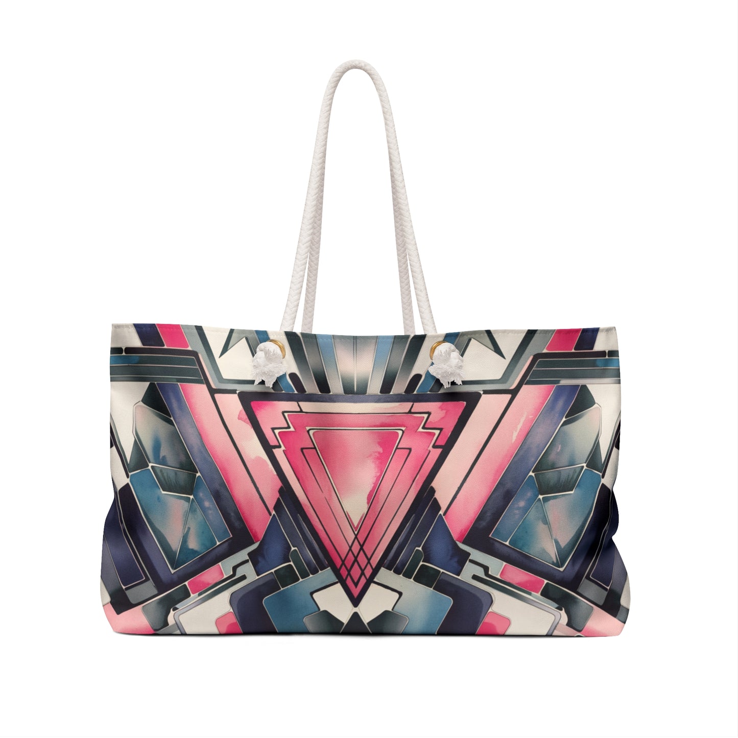 Pink Triangle, LGBTQ+ Geometric Print Weekender Bag - Stylish Travel Tote, Perfect for Beach, Gym, Vacation, Spacious & Trendy Carryall