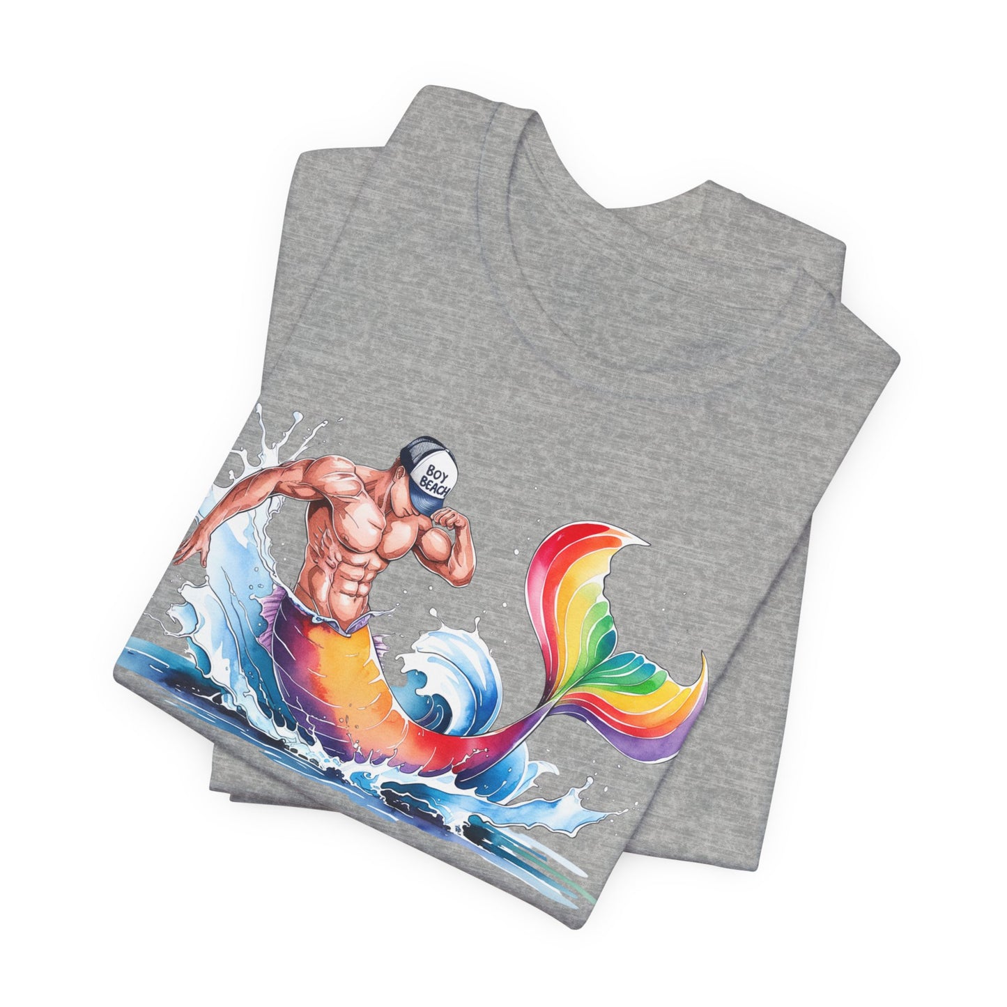 Boy Beach Provincetown, Lively Pride Mermaid Tee, Unisex Short Sleeve Shirt for Summer Fun, LGBTQ Pride Apparel, Beach Day Shirt, Gift for Friends