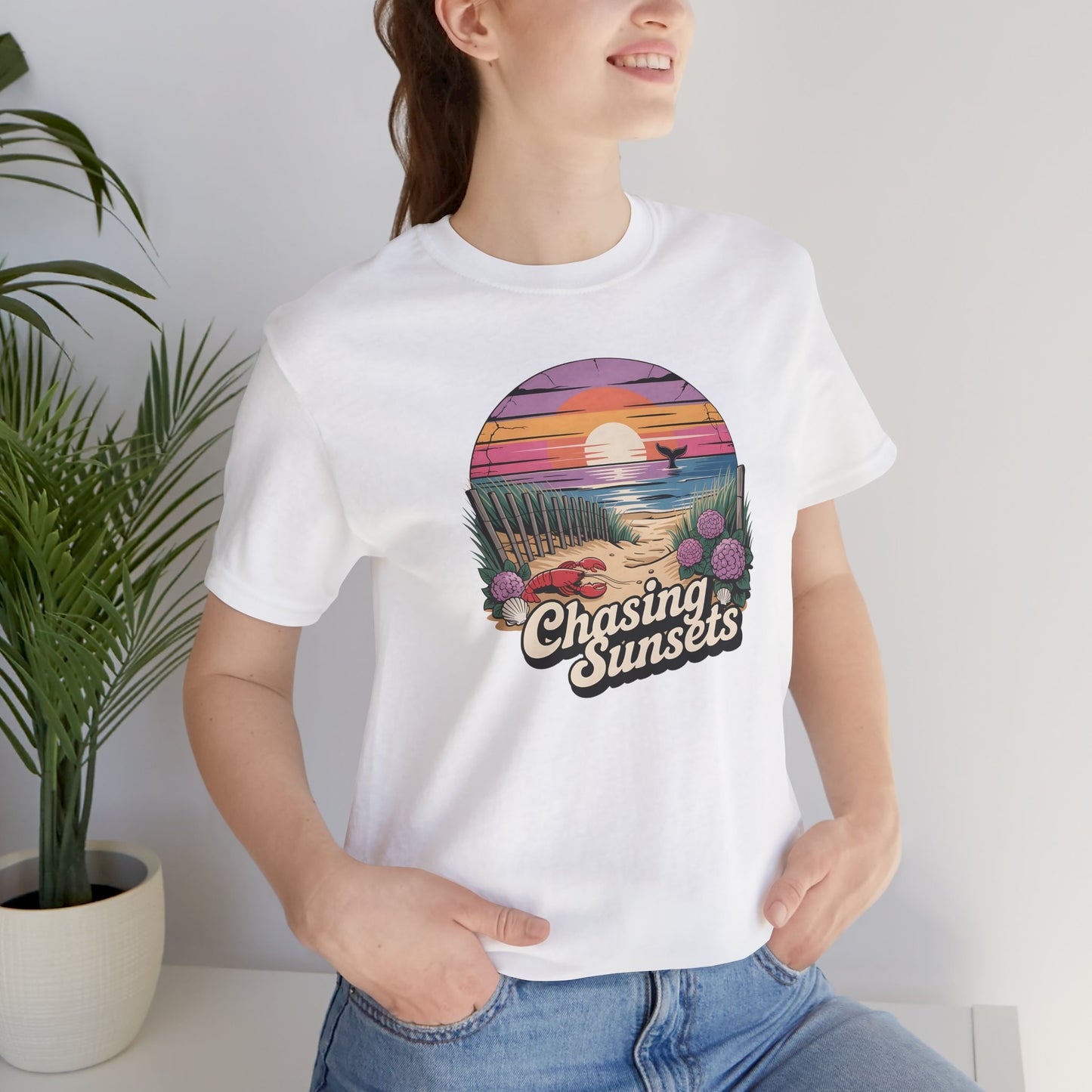 Chasing Sunsets Unisex Short Sleeve Tee - Perfect for Beach Lovers