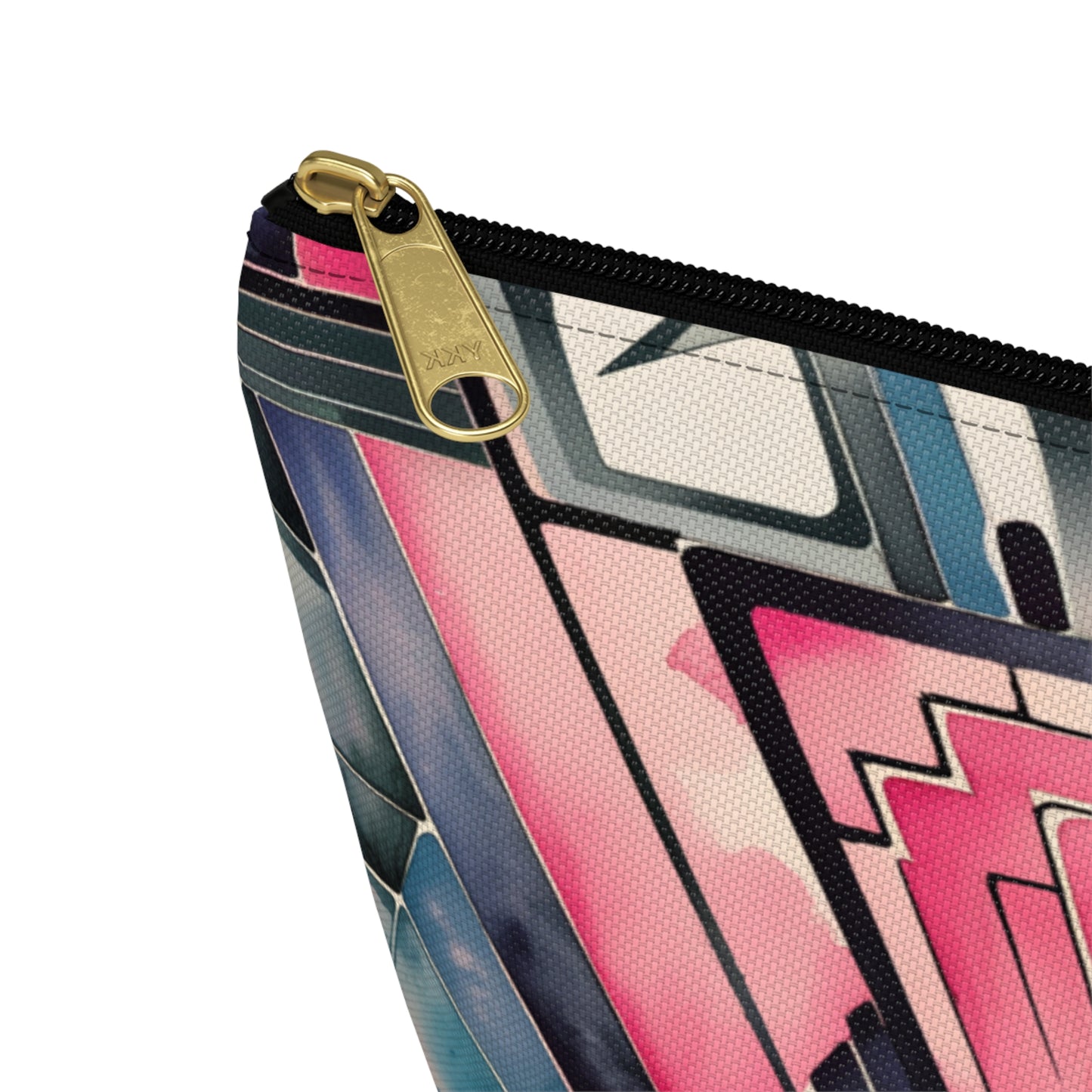 Pink Triangle, Geometric Accessory Pouch | Stylish Makeup Bag, Travel Organizer, Art-Inspired Clutch, Gift for Her, Fashionable Storage