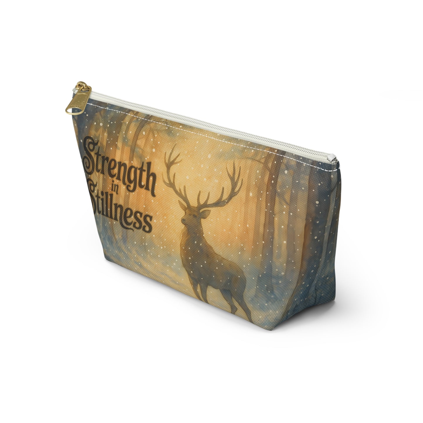 Strength in Stillness Deer Forest Accessory Pouch T bottom