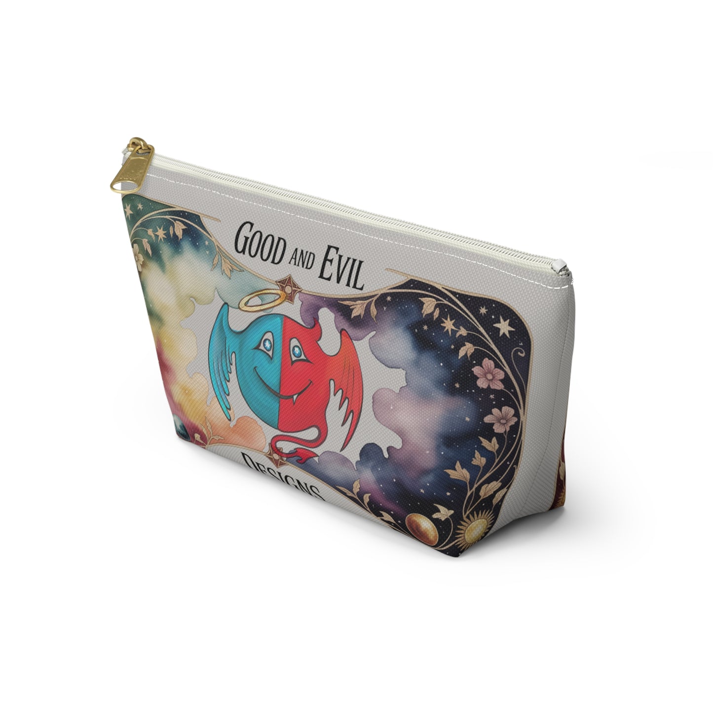 Good and Evil Desing Themed Accessory Pouch, Makeup Bag, Travel Organizer, Gift for Gamers, Cartoon Inspired