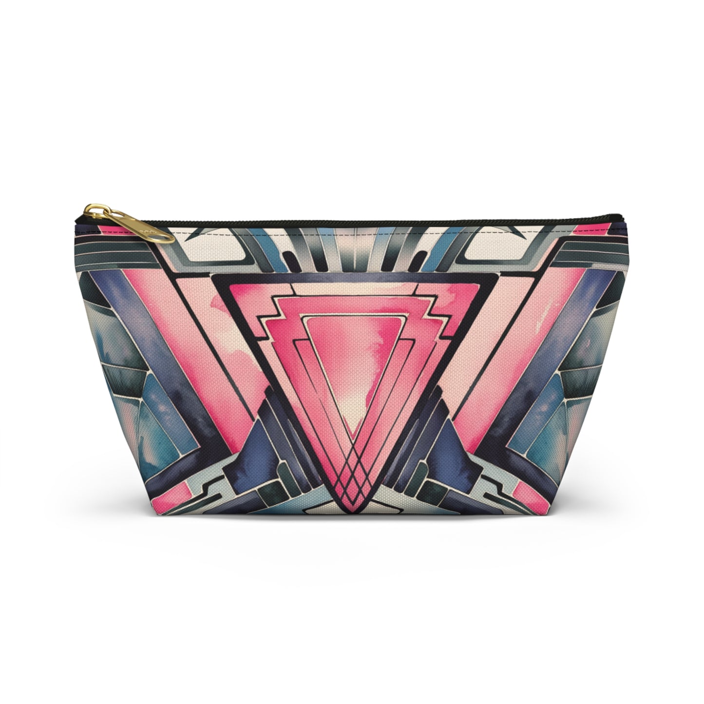 Pink Triangle, Geometric Accessory Pouch | Stylish Makeup Bag, Travel Organizer, Art-Inspired Clutch, Gift for Her, Fashionable Storage