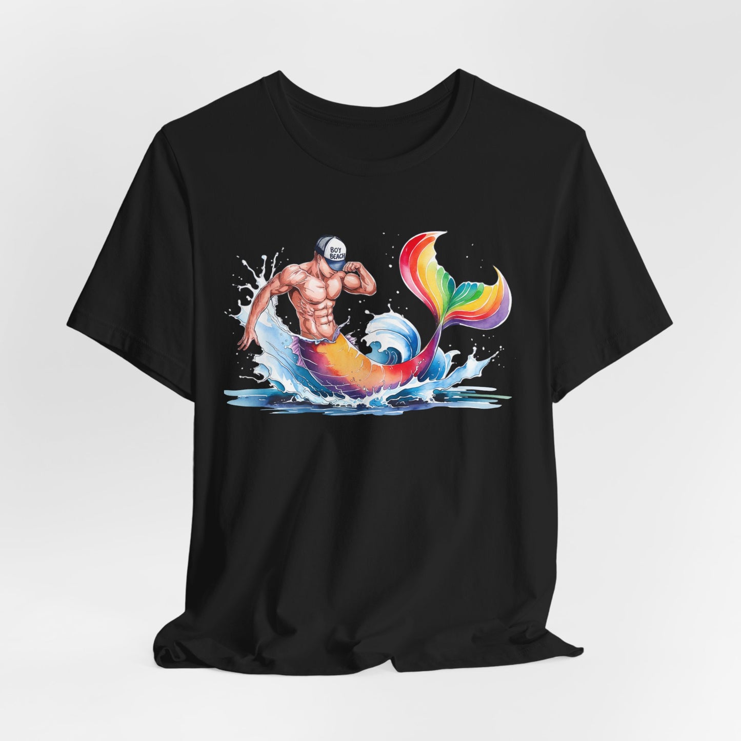 Boy Beach Provincetown, Lively Pride Mermaid Tee, Unisex Short Sleeve Shirt for Summer Fun, LGBTQ Pride Apparel, Beach Day Shirt, Gift for Friends