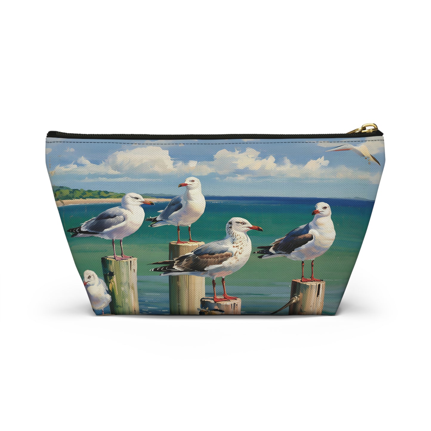 Coastal Seagull Accessory Pouch, Seaside Makeup Bag, Travel Organizer, Beach Themed Gift, Coastal Decor