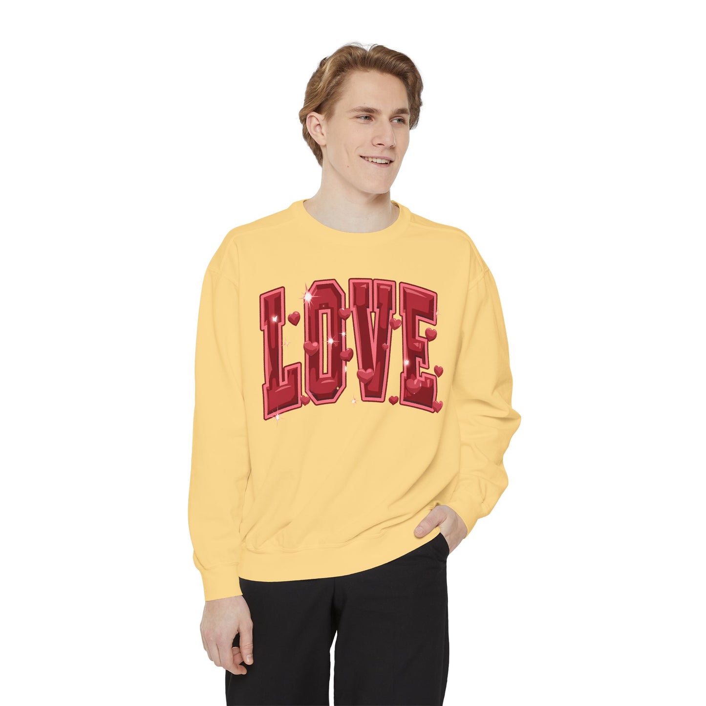 Love, Varsity, Valentine's Day Unisex Garment-Dyed Sweatshirt