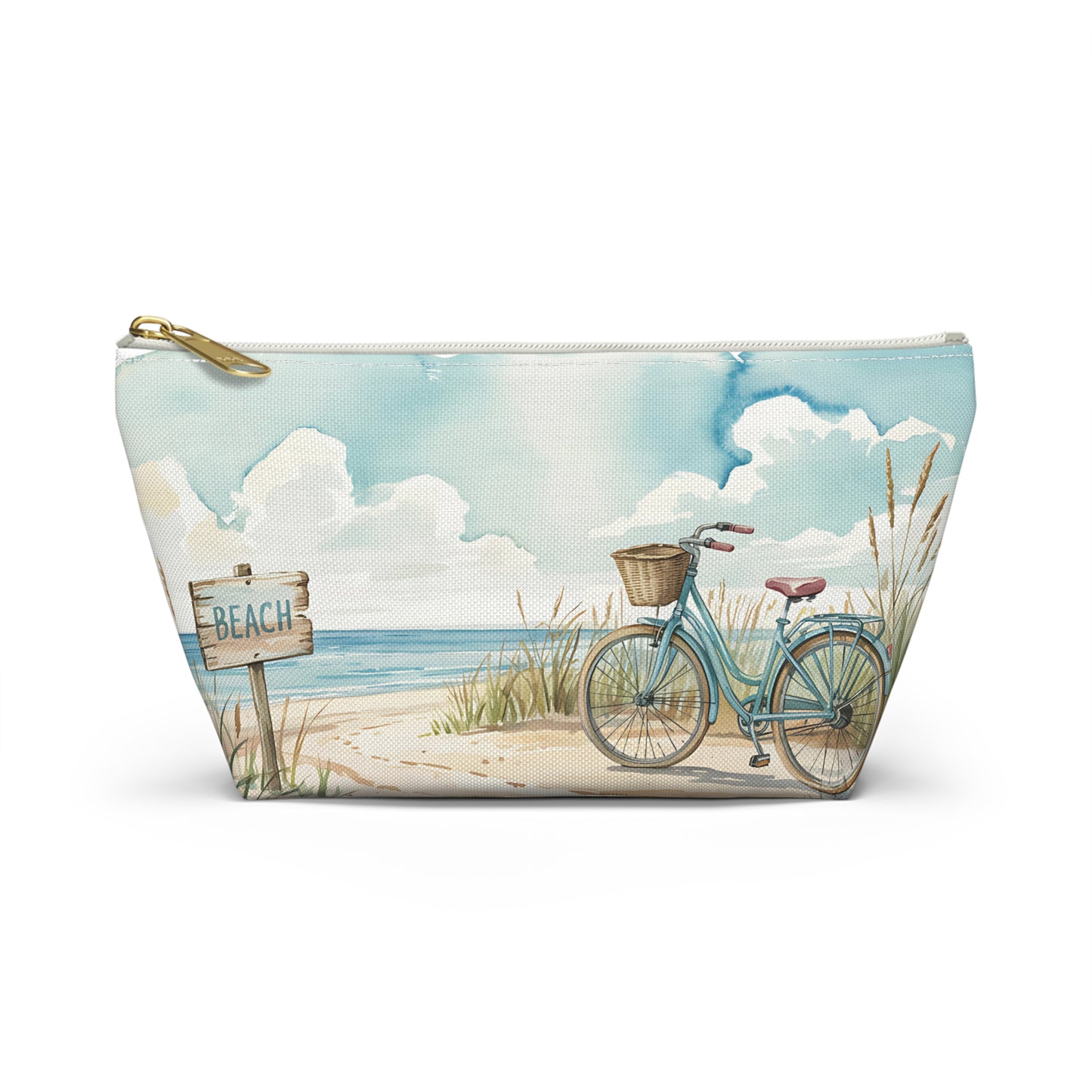 Beach Bike Ride, Summer Beach Accessory Pouch, Fun Travel Kit, Make-Up Bag, Gift for Beach Lovers, Vacation Essentials, Coastal Decor